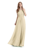 A-line Chiffon Floor-Length Long Bridesmaid Dresses