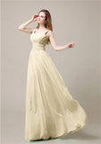 Shoulder Strap A-line Chiffon Elegant Floor-Length Bridesmaid Dresses