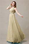 One-Shoulder A-line Beaded Chiffon Floor-Length Bridesmaid Dresses