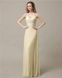 Halter Chiffon A-line Sleeveless Floor-Length Bridesmaid Dresses