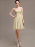 Sweetheart Pleats Chiffon Short Bridesmaid Dresses