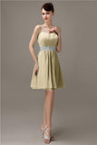 Spaghetti Straps Sweetheart A-line Chiffon Appliques Bridesmaid Dresses