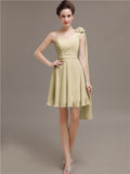 One Shoulder Chiffon Short Bridesmaid Dresses