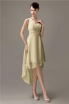 A-line Chiffon V-Neck High-Low Short Beach Bridesmaid Dresses