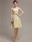 Pretty Strapless Flower Belt A-line Knee-Length Bridesmaid Dresses