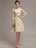 Pretty Strapless Flower Belt A-line Knee-Length Bridesmaid Dresses