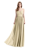 Elegant Spaghetti Straps A-line Chiffion Floor-Length Bridesmaid Dresses