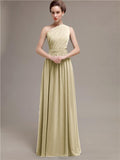 Simple One-shoulder Chiffon Long Bridesmaid Dresses