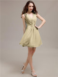 V-Neck Short A-Line Knee length Bridesmaid Dresses