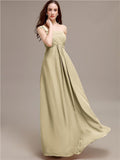 A-line One-shoulder Long Chiffon Bridesmaid Dresses