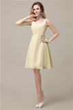 Chiffon A-line V-Neck Knee-Length Short Bridesmaid Dresses