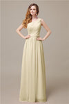 One-Shoulder A-line Chiffon Elegant Floor-Length Bridesmaid Dresses