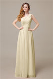 One-Shoulder A-line Chiffon Elegant Floor-Length Bridesmaid Dresses