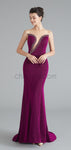 Charming Simple Sparkly Silver Blue Unique Round Neck Mermaid Modest Long Prom Dresses LMX1185