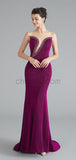 Charming Simple Sparkly Silver Blue Unique Round Neck Mermaid Modest Long Prom Dresses LMX1185