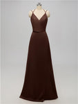 A-line V Neck Floor Length Bridesmaid Dresses