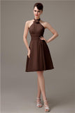 Halter Knee-length Chiffon A-line Short Bridesmaid Dresses