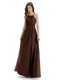 Charming Halter Side Slit Floor Lenght Bridesmaid Dresses