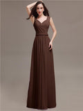 Honest A-line Chiffon Long Bridesmaid Dresses