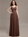 Chiffon Shoulder Strap A-line Floor-Length Bridesmaid Dresses