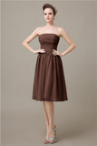 Pretty Strapless Chiffon A-line Knee-Length Bridesmaid Dresses