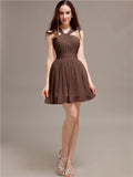 Chiffon A-line Halter Knee-Length Bridesmaid Dresses