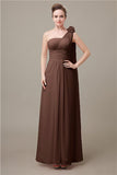 One Shoulder Chiffon A-line Floor-Length Bridesmaid Dresses