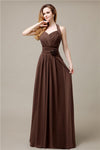 Pretty A-line Chiffon Hatler Floor-Length Bridesmaid Dresses