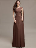 Chiffon A-line One-Shoulder Sleeveless Floor-Length Bridesmaid Dresses