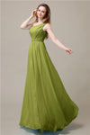 One-Shoulder A-line Beaded Chiffon Floor-Length Bridesmaid Dresses