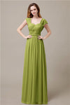 Cap Sleeves A-line Chiffon Floor-Length Bridesmaid Dresses