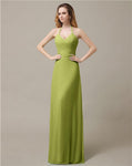 Halter Chiffon A-line Sleeveless Floor-Length Bridesmaid Dresses