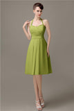 Halter A-line Chiffon Simple Backless Bridesmaid Dresses