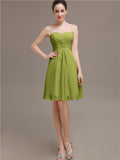 Sweetheart Pleats Chiffon Short Bridesmaid Dresses