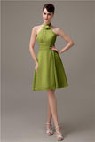 Halter Knee-length Chiffon A-line Short Bridesmaid Dresses