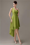 A-line Chiffon V-Neck High-Low Short Beach Bridesmaid Dresses