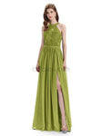 Beautiful Halter Chiffon A-line Sleeveless Floor-Length Bridesmaid Dresses