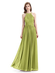 Charming Halter Chiffon A-line Sleeveless Floor-Length Bridesmaid Dresses