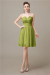 Simple Strapless Chiffon A-line Knee-Length Bridesmaid Dresses