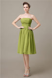 Pretty Strapless Chiffon A-line Knee-Length Bridesmaid Dresses