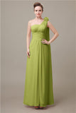 One Shoulder Chiffon A-line Floor-Length Bridesmaid Dresses