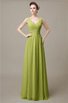 V-Neck Chiffon A-line Floor-Length Bridesmaid Dresses