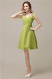 Chiffon A-line V-Neck Knee-Length Short Bridesmaid Dresses