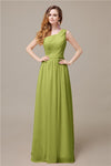 One-Shoulder A-line Chiffon Elegant Floor-Length Bridesmaid Dresses