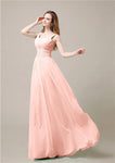 Shoulder Strap A-line Chiffon Elegant Floor-Length Bridesmaid Dresses