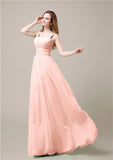 Shoulder Strap A-line Chiffon Elegant Floor-Length Bridesmaid Dresses