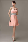 Spaghetti Straps Sweetheart A-line Chiffon Appliques Bridesmaid Dresses