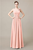 Elegant V-neck Flower A-line Floor-Length Bridesmaid Dresses