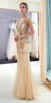 Custom Real Made Round Neck  Sparkly Sleeveless Mermaid Long Prom Dresses with beads LMX1140
