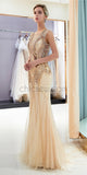 Custom Real Made Round Neck  Sparkly Sleeveless Mermaid Long Prom Dresses with beads LMX1140